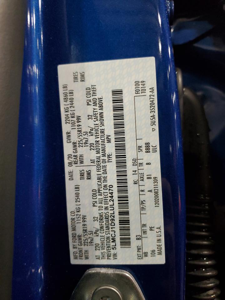 2020 Lincoln Corsair VIN: 5LMCJ1D92LUL24470 Lot: 89647425