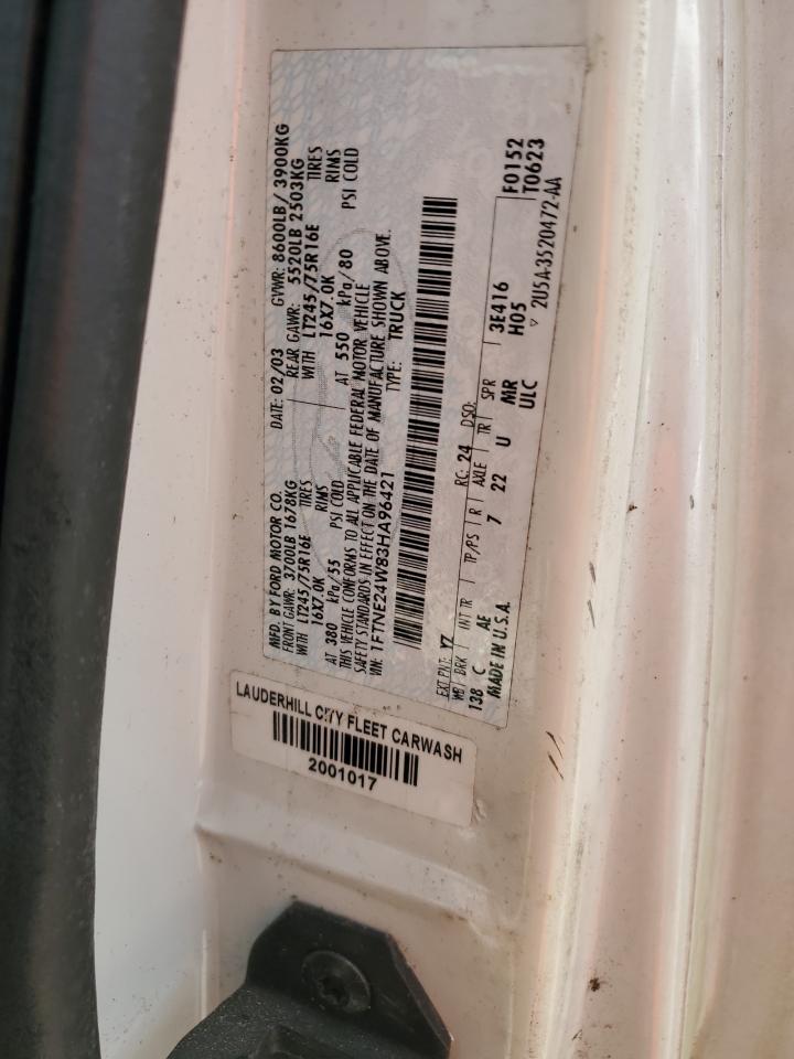 2003 Ford Econoline E250 Van VIN: 1FTNE24W83HA96421 Lot: 71616565