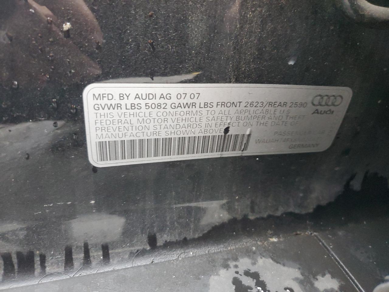 2008 Audi A6 3.2 VIN: WAUAH74FX8N024421 Lot: 90218595