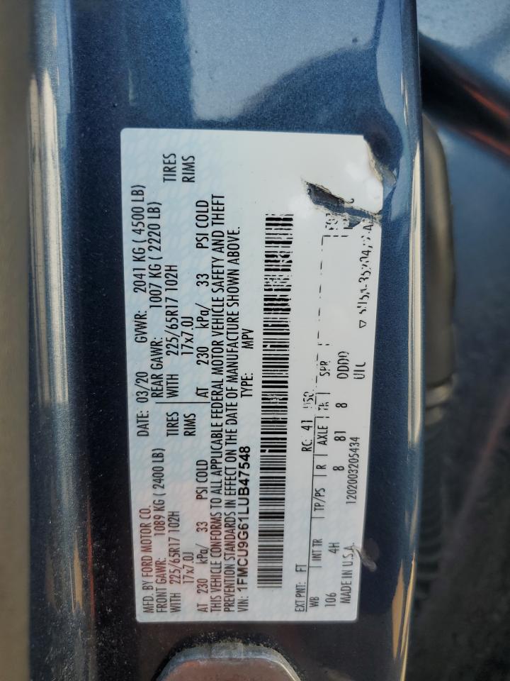 2020 Ford Escape Se VIN: 1FMCU9G61LUB47548 Lot: 84218975