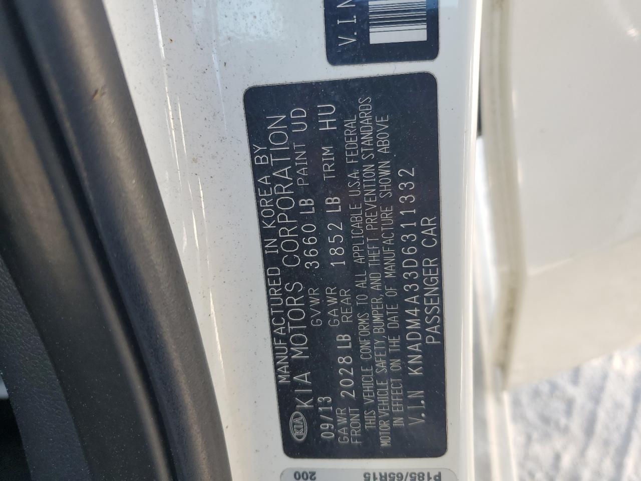 2013 Kia Rio Lx VIN: KNADM4A33D6311332 Lot: 85517295