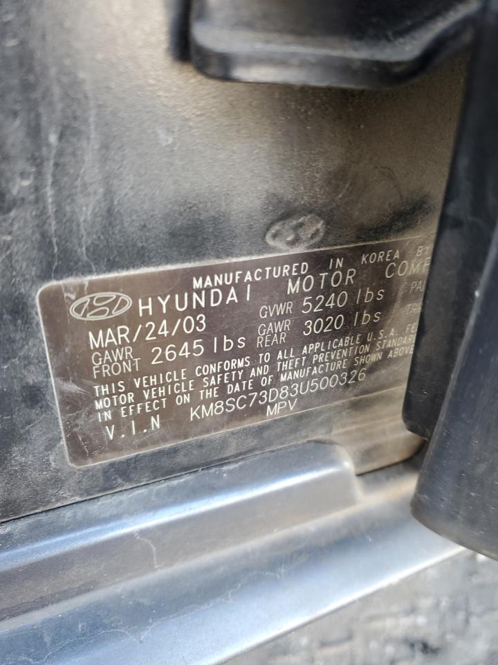 2003 Hyundai Santa Fe Gls VIN: KM8SC73D83U500326 Lot: 90241165