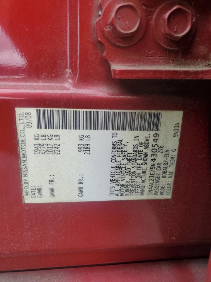 2009 Nissan Altima 2.5 VIN: 1N4AL21E79N430549 Lot: 82261225