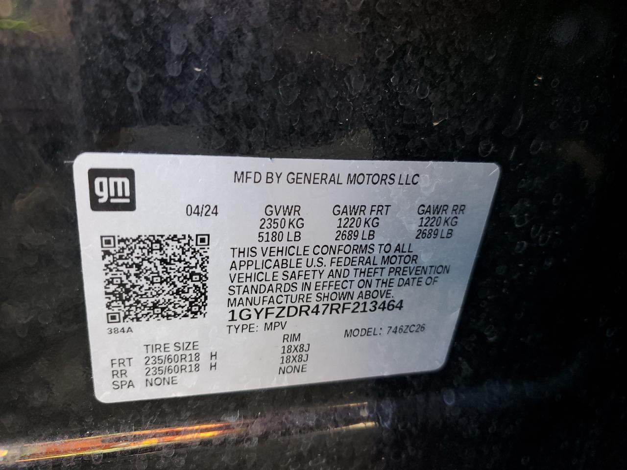 2024 Cadillac Xt4 Premium Luxury VIN: 1GYFZDR47RF213464 Lot: 82726675