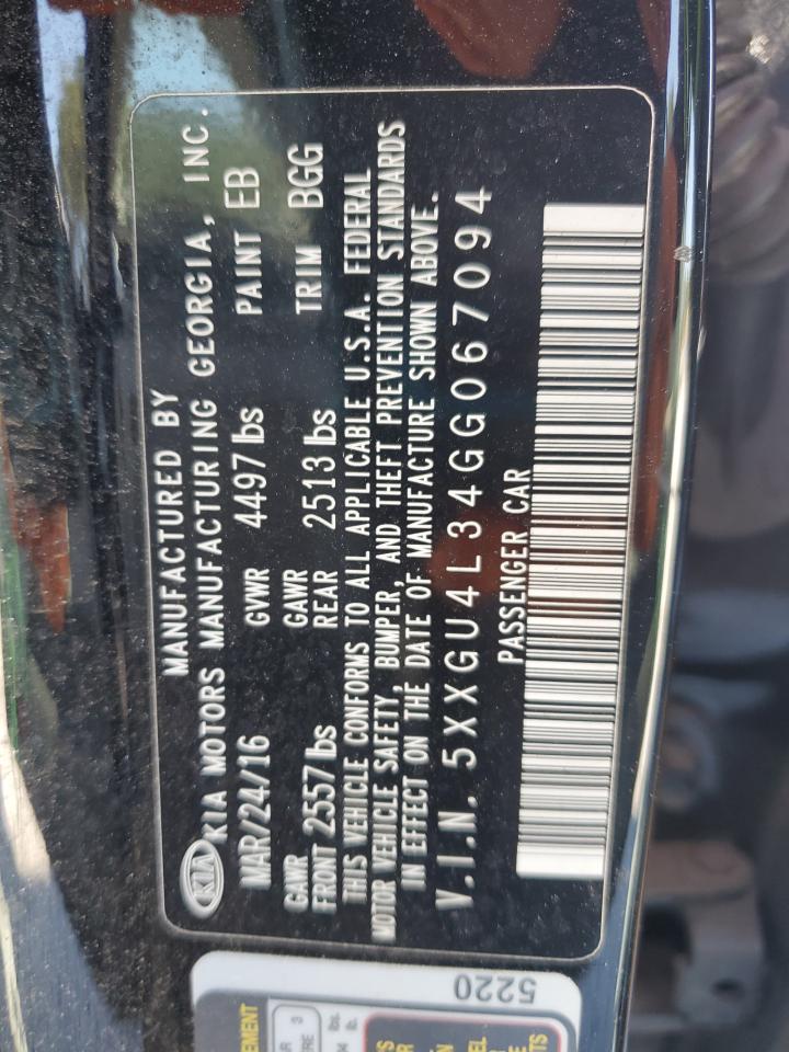 2016 Kia Optima Ex VIN: 5XXGU4L34GG067094 Lot: 85913215