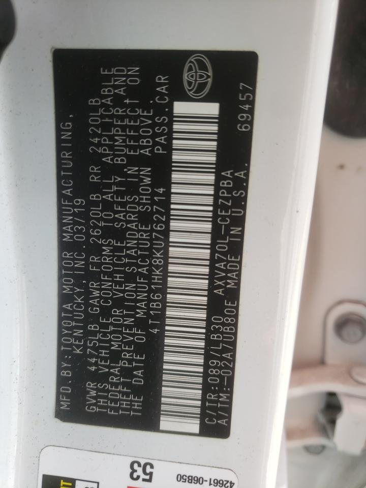 2019 Toyota Camry Xse VIN: 4T1B61HK8KU762714 Lot: 84935465