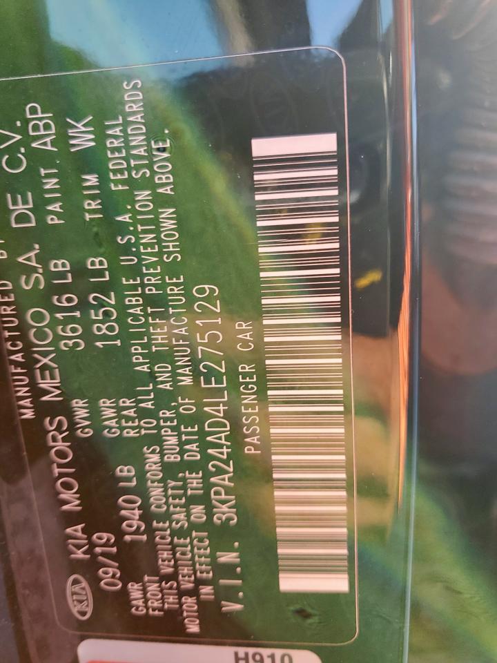 2020 Kia Rio Lx VIN: 3KPA24AD4LE275129 Lot: 84641955