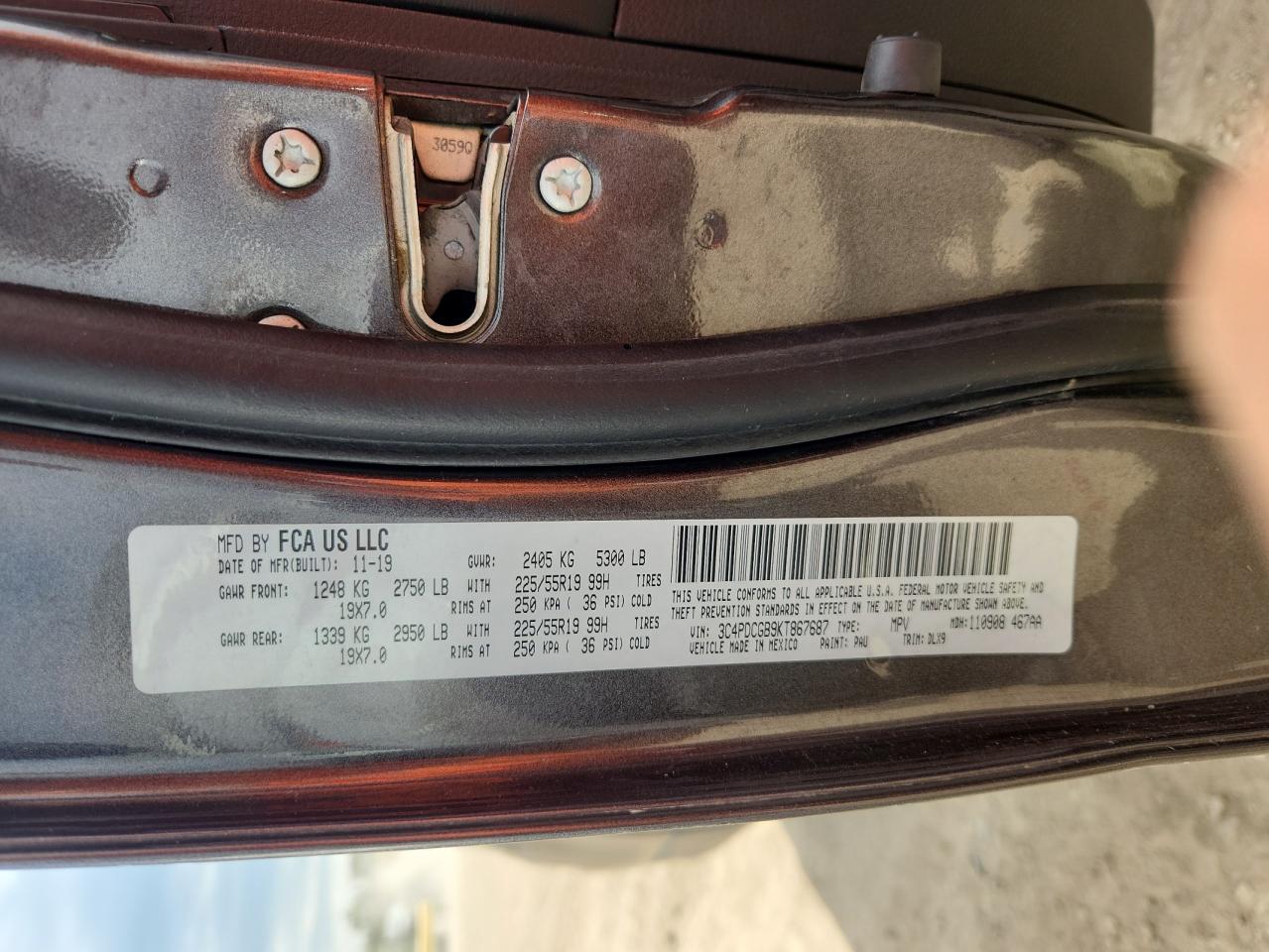 2019 Dodge Journey Crossroad VIN: 3C4PDCGB9KT867687 Lot: 82204515