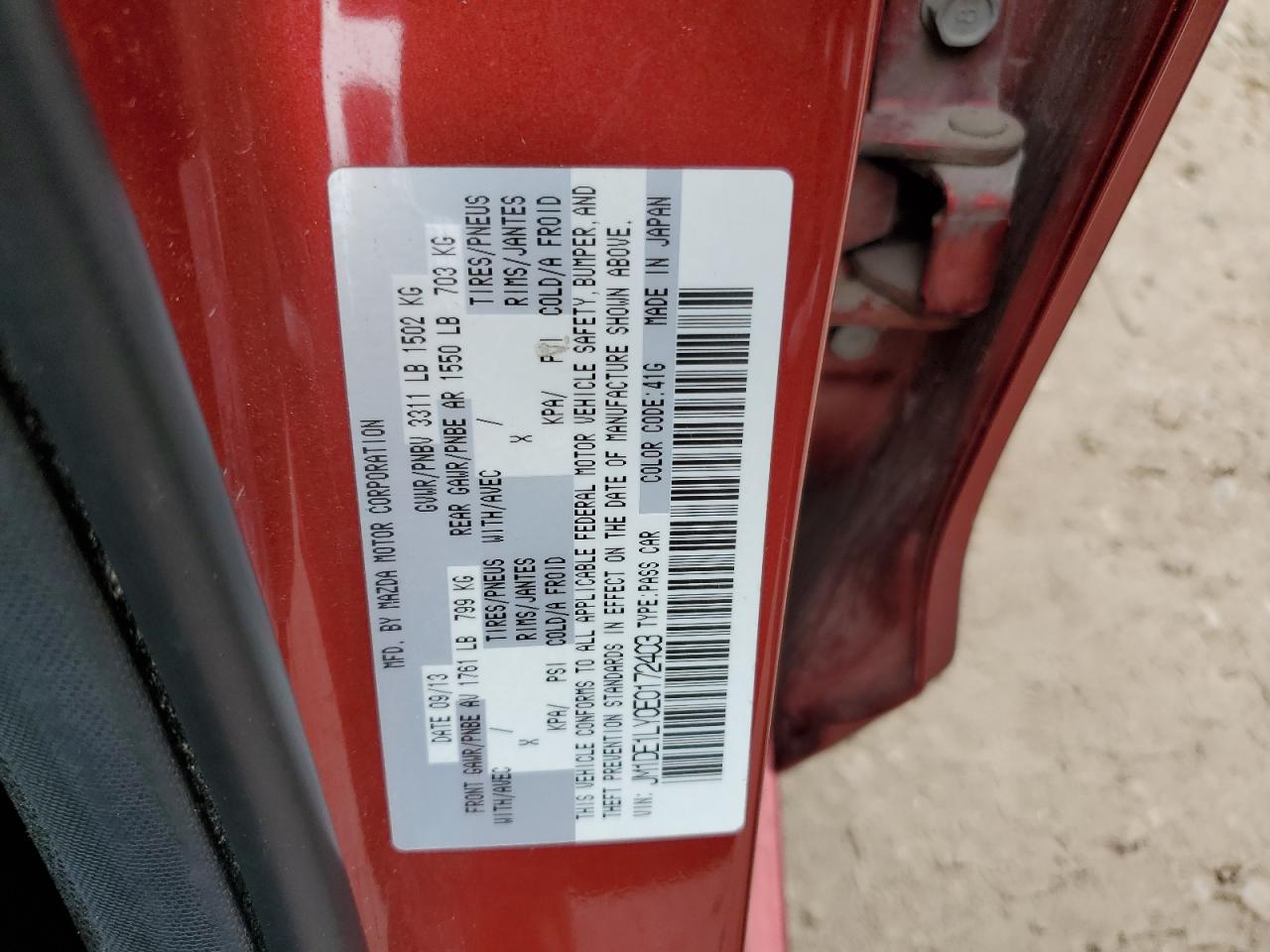 2014 Mazda Mazda2 Touring VIN: JM1DE1LY0E0172403 Lot: 86256725