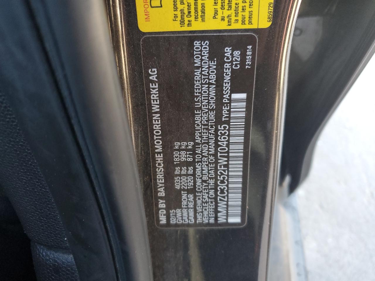 2015 Mini Cooper S Countryman VIN: WMWZC3C52FWT04635 Lot: 90404675