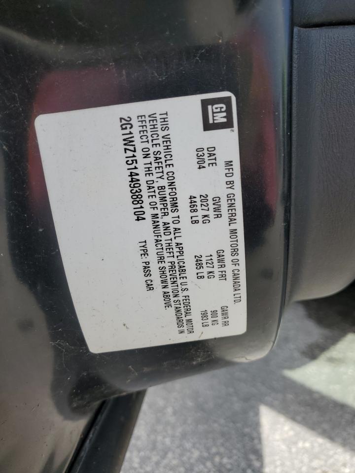 2004 Chevrolet Monte Carlo Ss Supercharged VIN: 2G1WZ151449388104 Lot: 85293205