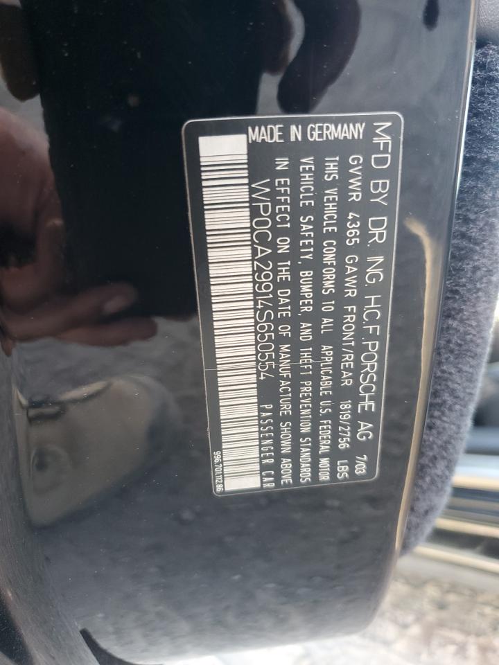 2004 Porsche 911 Carrera VIN: WP0CA29914S650554 Lot: 85319125