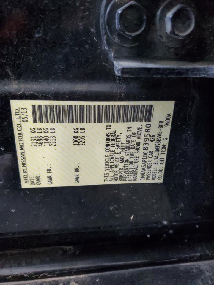 2013 Nissan Maxima S VIN: 1N4AA5AP1DC839580 Lot: 89929805