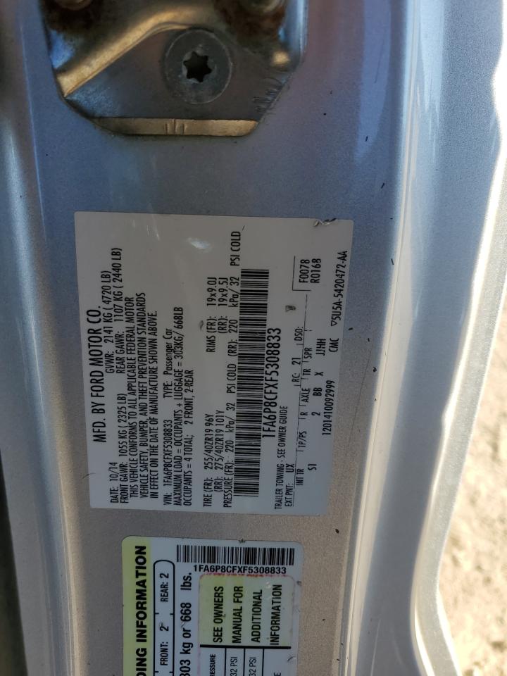 2015 Ford Mustang Gt VIN: 1FA6P8CFXF5308833 Lot: 86999265