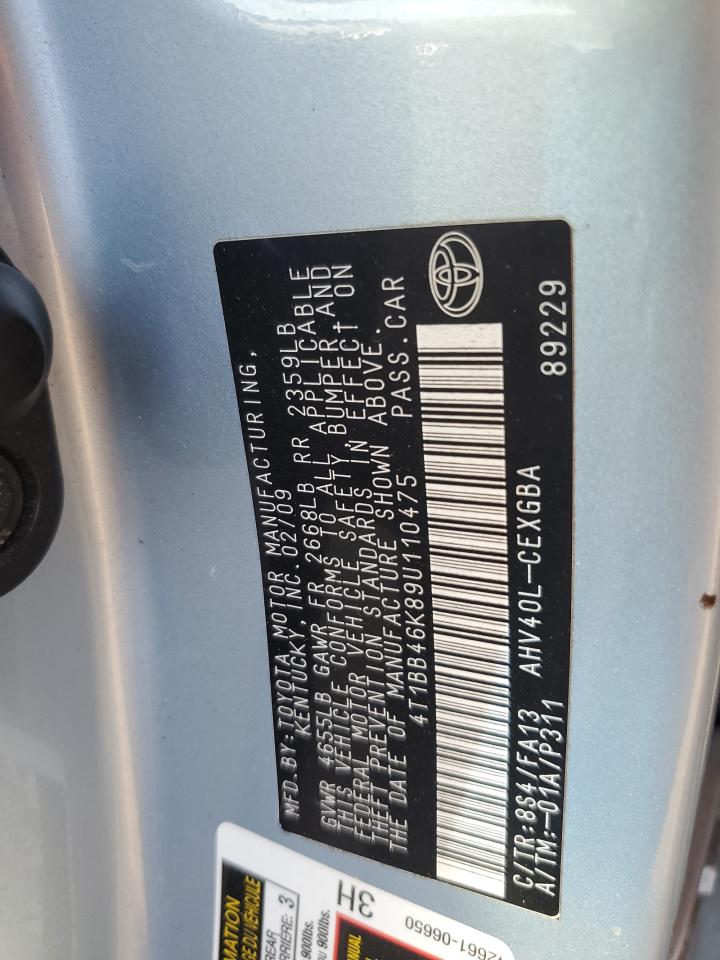 2009 Toyota Camry Hybrid VIN: 4T1BB46K89U110475 Lot: 82211905