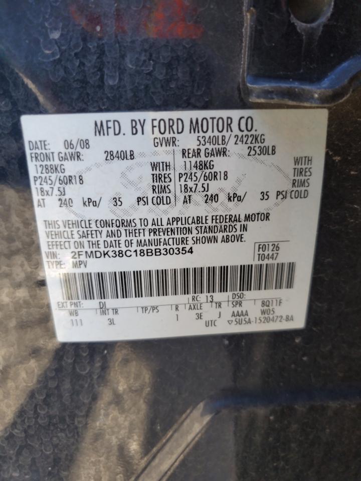 2008 Ford Edge Sel VIN: 2FMDK38C18BB30354 Lot: 89851865