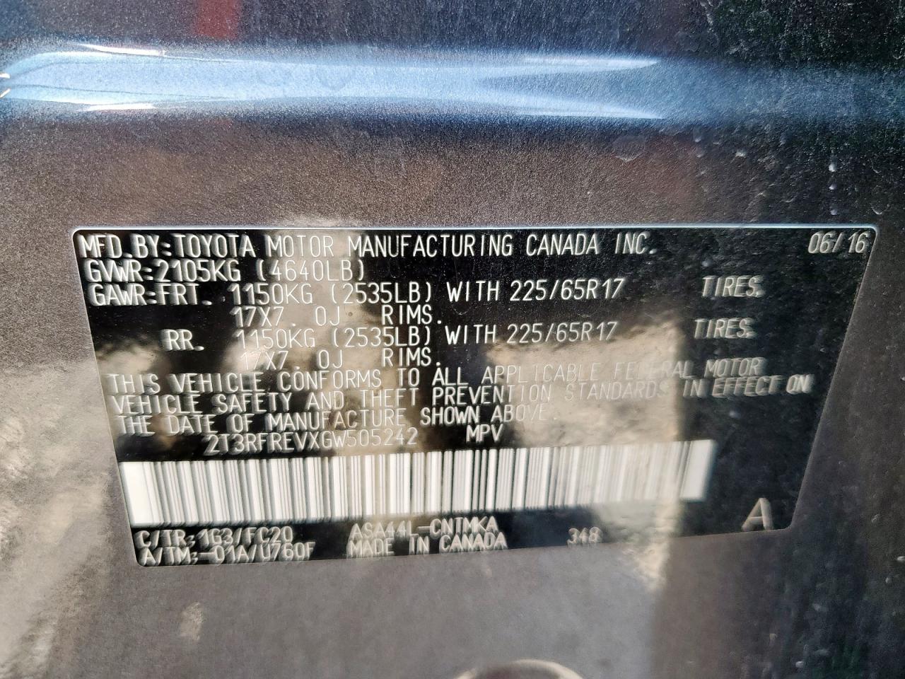 2016 Toyota Rav4 Xle VIN: 2T3RFREVXGW505242 Lot: 84241195