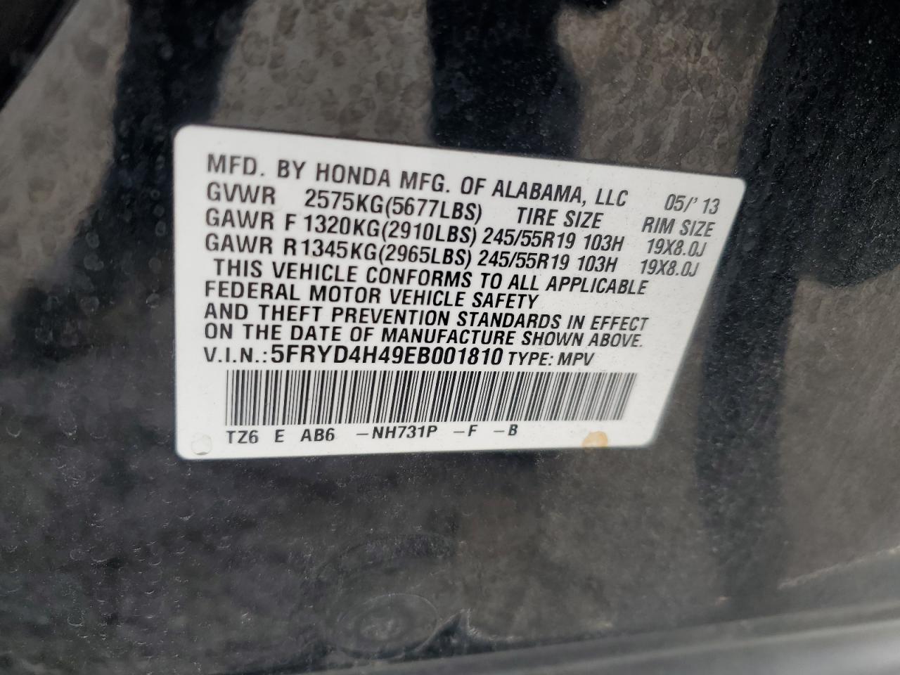 2014 Acura Mdx Technology VIN: 5FRYD4H49EB001810 Lot: 87121455