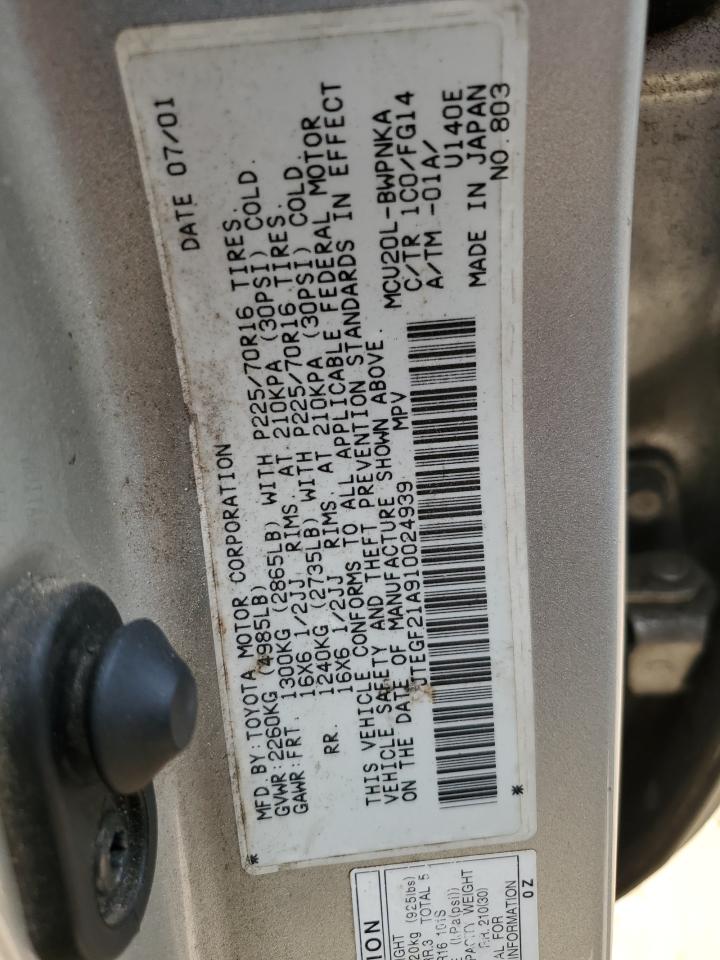 2001 Toyota Highlander VIN: JTEGF21A910024939 Lot: 81990175