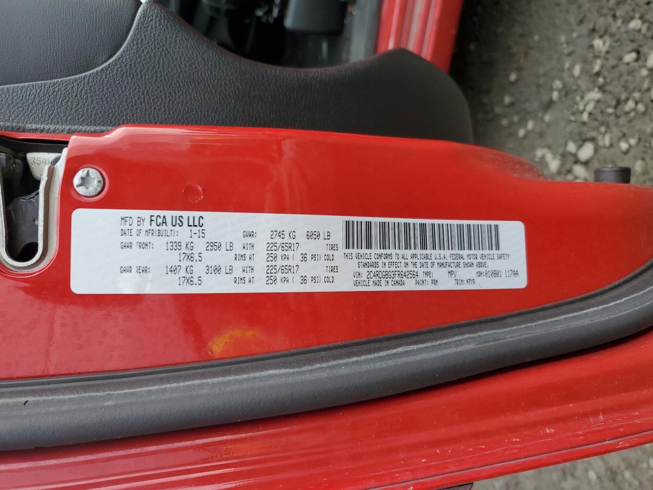 2015 Dodge Grand Caravan Se VIN: 2C4RDGBG3FR642564 Lot: 85206705