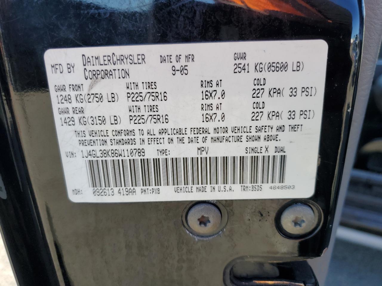 2006 Jeep Liberty Renegade VIN: 1J4GL38K86W110789 Lot: 82265575