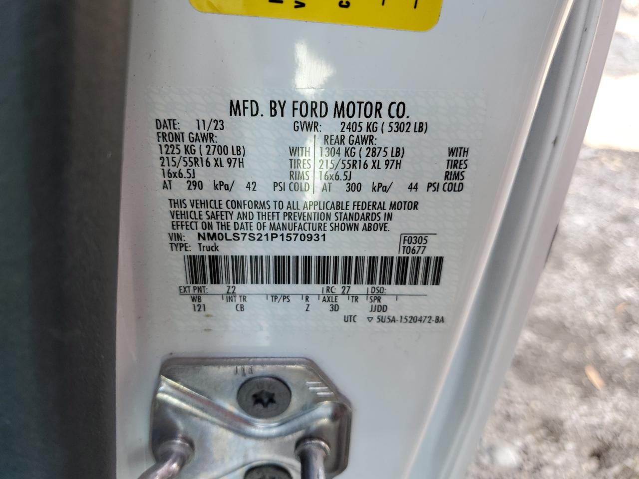 2023 Ford Transit Connect Xl VIN: NM0LS7T26P1570938 Lot: 86839655