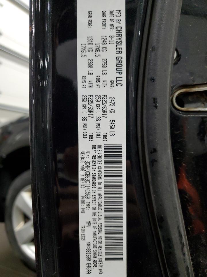 2012 Dodge Journey Sxt VIN: 3C4PDCBG9CT141560 Lot: 87096705