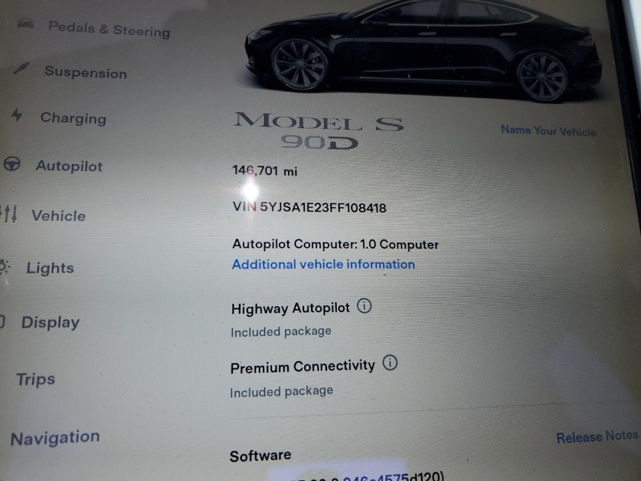 2015 Tesla Model S VIN: 5YJSA1E23FF108418 Lot: 82449535