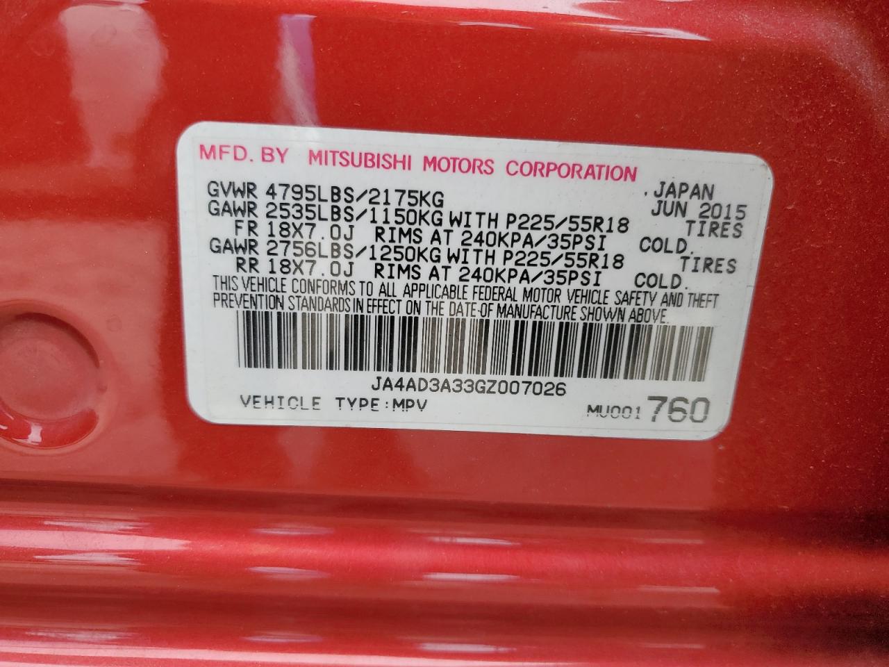 2016 Mitsubishi Outlander Se VIN: JA4AD3A33GZ007026 Lot: 85935905