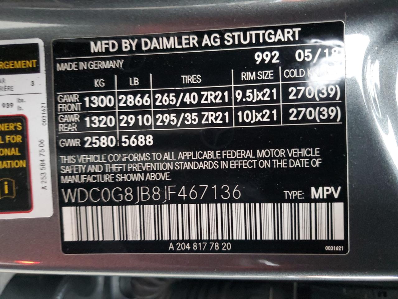 2018 Mercedes-Benz Glc 63 4Matic Amg VIN: WDC0G8JB8JF467136 Lot: 82699345