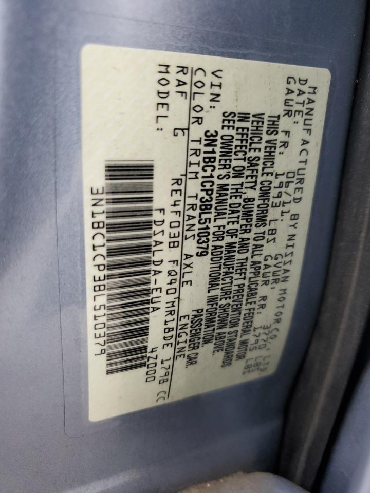 2011 Nissan Versa S VIN: 3N1BC1CP3BL510379 Lot: 85896745