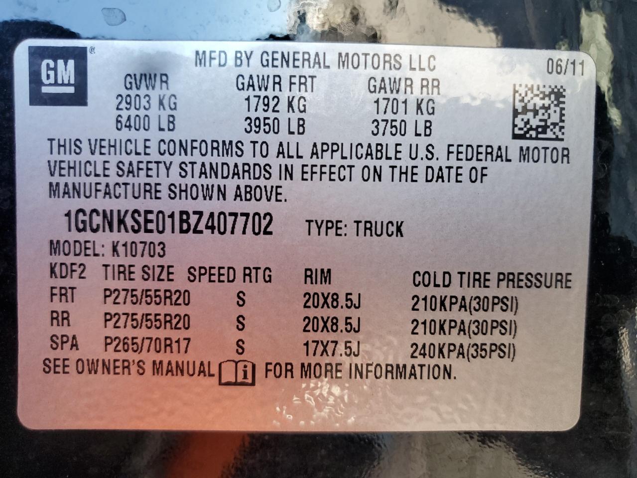 2011 Chevrolet Silverado K1500 Lt VIN: 1GCNKSE01BZ407702 Lot: 85722775