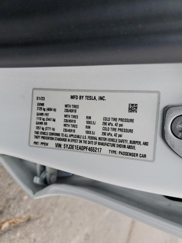 2023 Tesla Model 3 VIN: 5YJ3E1EA0PF465217 Lot: 82397895