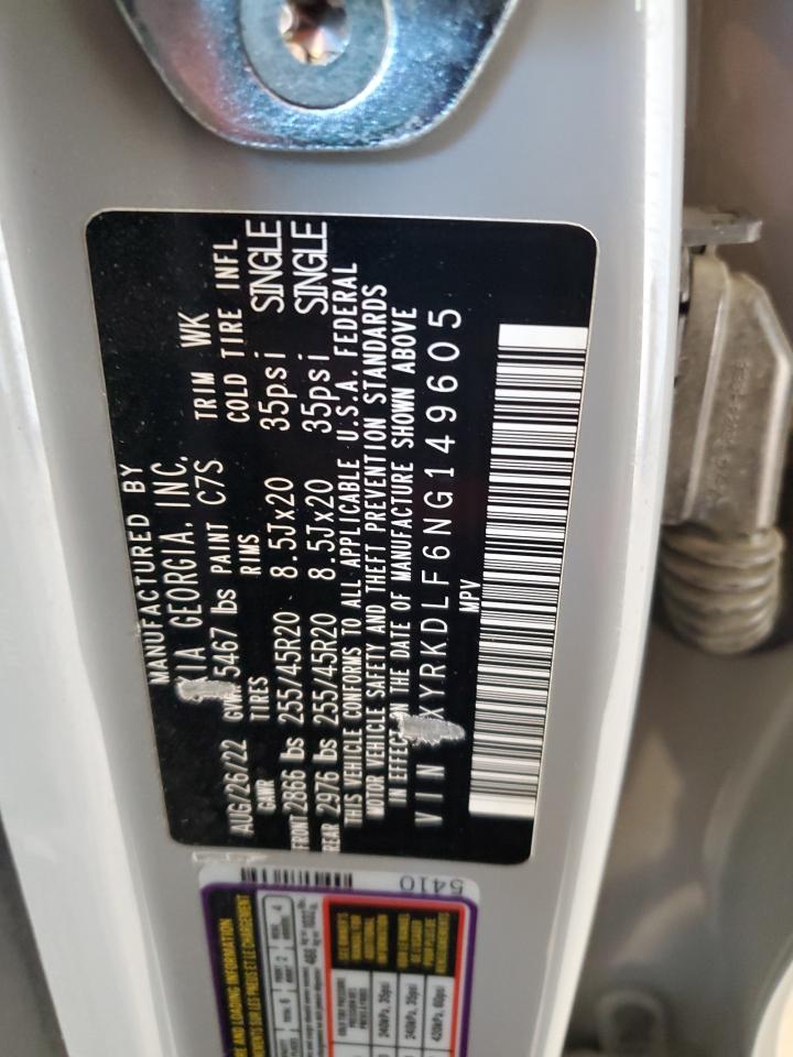 2022 Kia Sorento Sx VIN: 5XYRKDLF6NG149605 Lot: 86248995