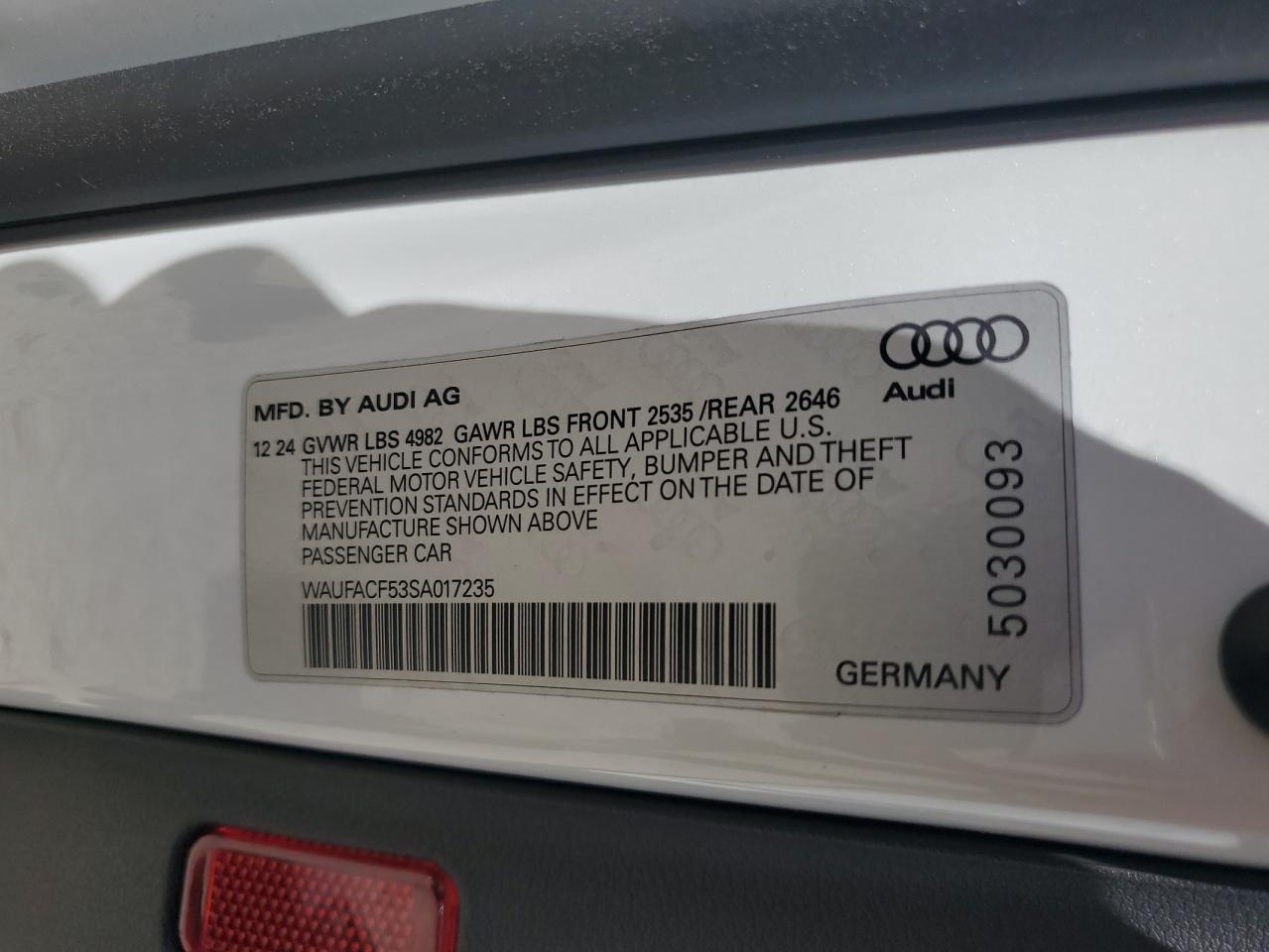 2025 Audi A5 Premium Plus 45 VIN: WAUFACF53SA017235 Lot: 81921135