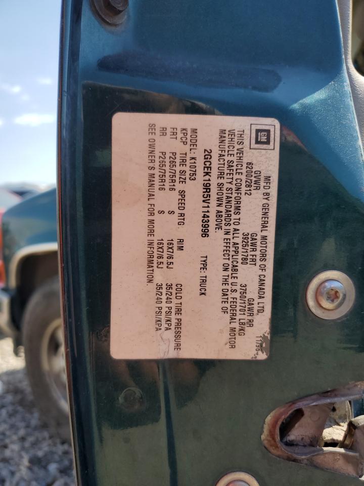 1997 Chevrolet Gmt-400 K1500 VIN: 2GCEK19R5V1143996 Lot: 85831275