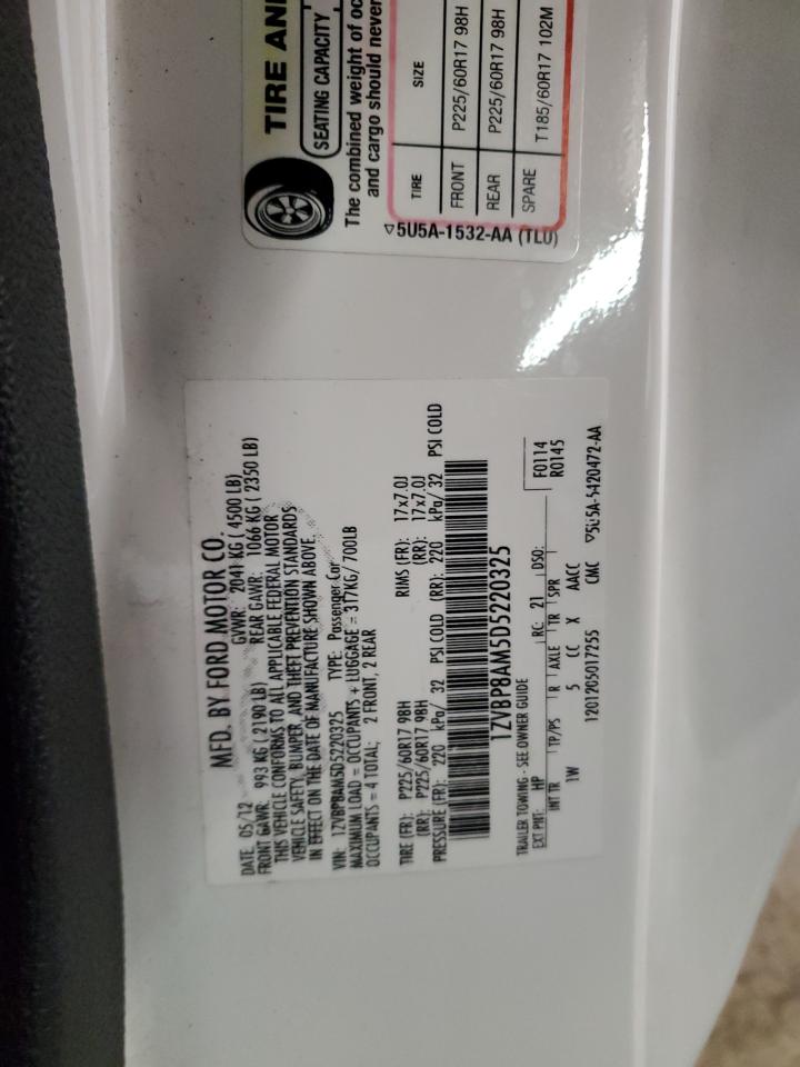 2013 Ford Mustang VIN: 1ZVBP8AM5D5220325 Lot: 90522355