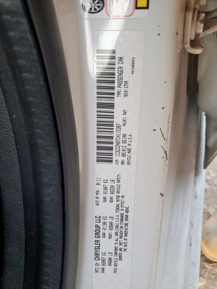 2012 Dodge Avenger Se VIN: 1C3CDZAB7CN115387 Lot: 85181045