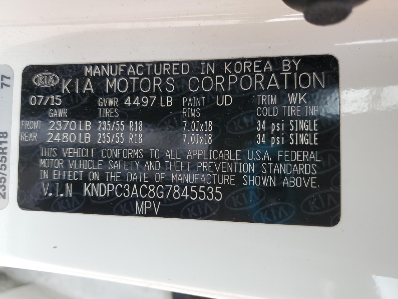 2016 Kia Sportage Ex VIN: KNDPC3AC8G7845535 Lot: 85521495