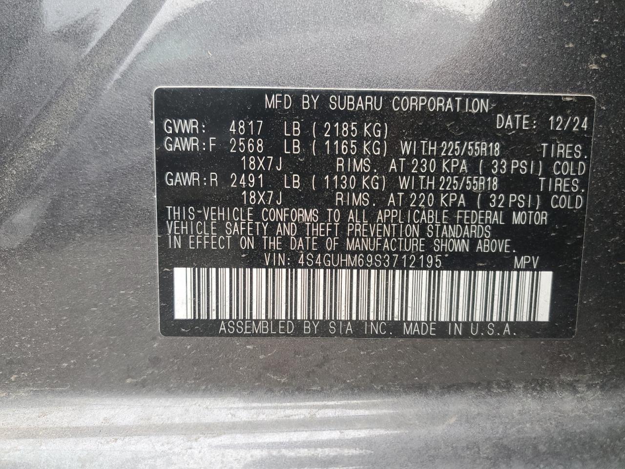 2025 Subaru Crosstrek Limited VIN: 4S4GUHM69S3712195 Lot: 86251035