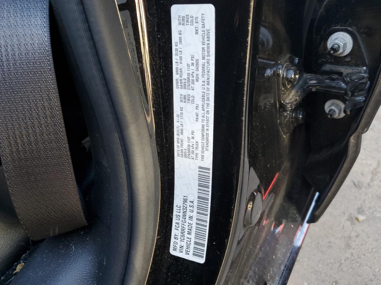 2022 Ram 1500 Big Horn/Lone Star VIN: 1C6RRFFG4NN327961 Lot: 89637445