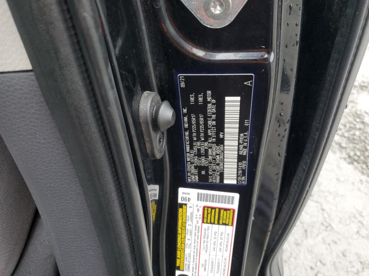 2022 Toyota Sienna Le VIN: 5TDKRKEC0NS075864 Lot: 90046945