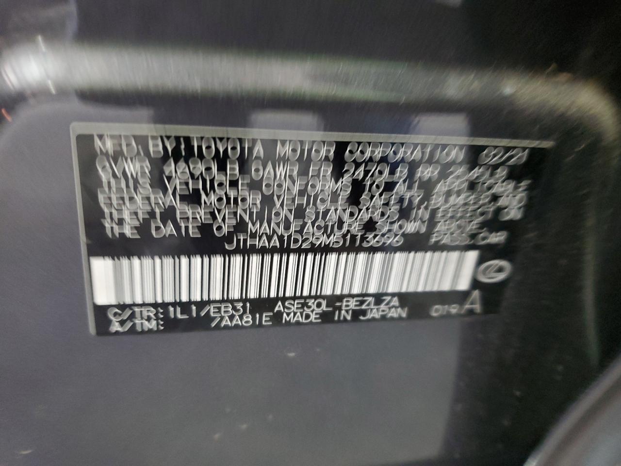 2021 Lexus Is 300 VIN: JTHAA1D29M5113696 Lot: 71706805