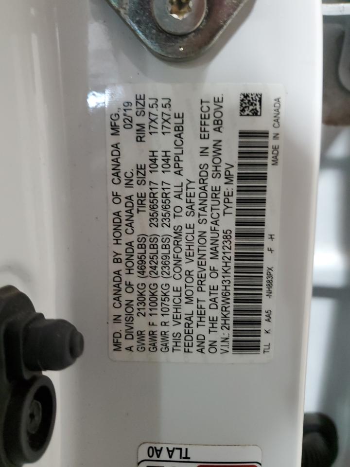 2019 Honda Cr-V Lx VIN: 2HKRW6H31KH212385 Lot: 90436855