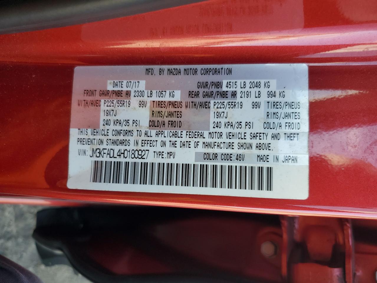 2017 Mazda Cx-5 Grand Touring VIN: JM3KFADL4H0180927 Lot: 86291965