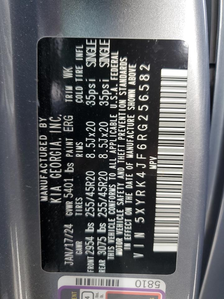 2024 Kia Sorento Sx VIN: 5XYRK4JF6RG256582 Lot: 84907245