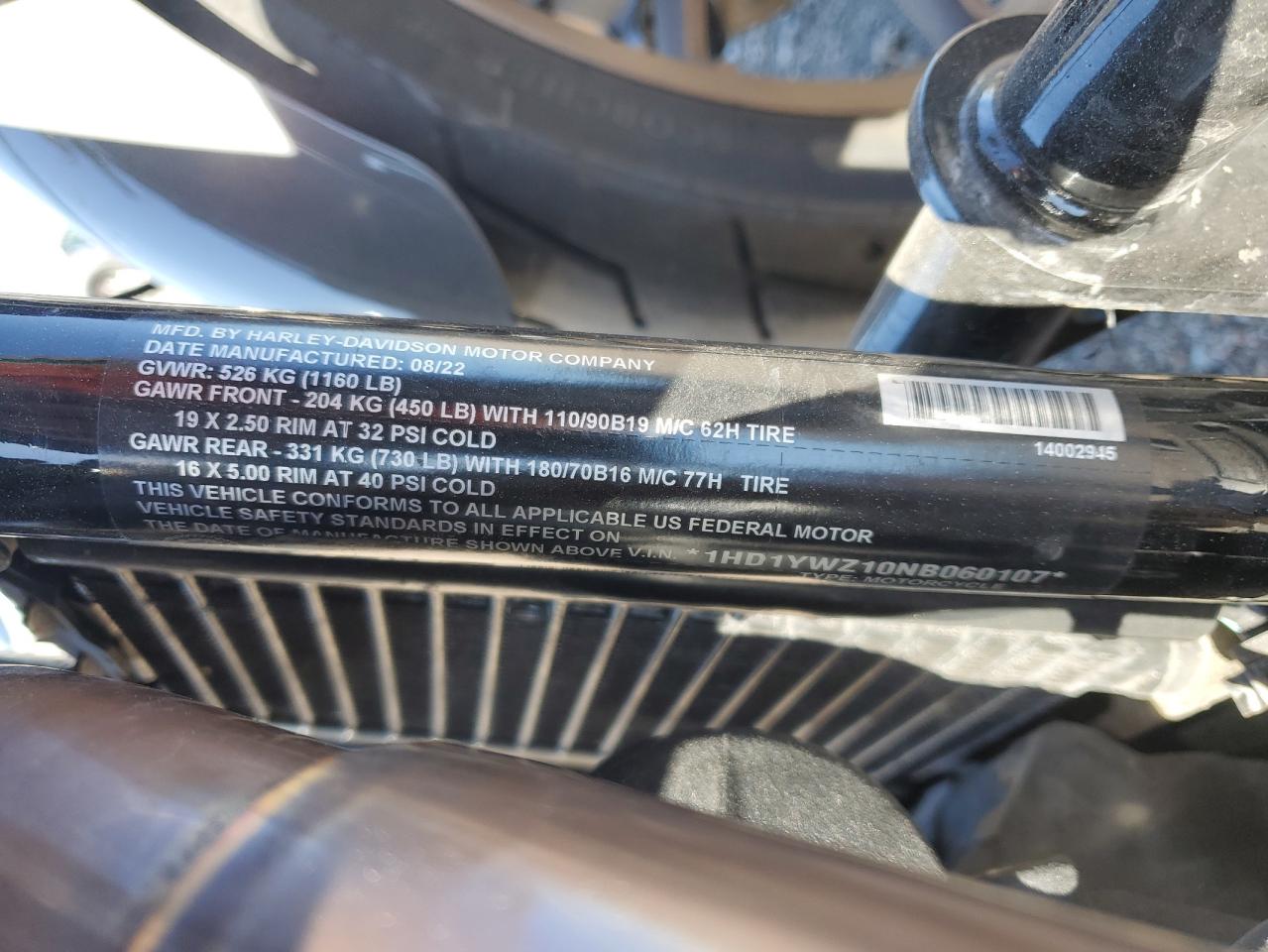 2022 Harley-Davidson Fxlrs VIN: 1HD1YWZ10NB060107 Lot: 85672305