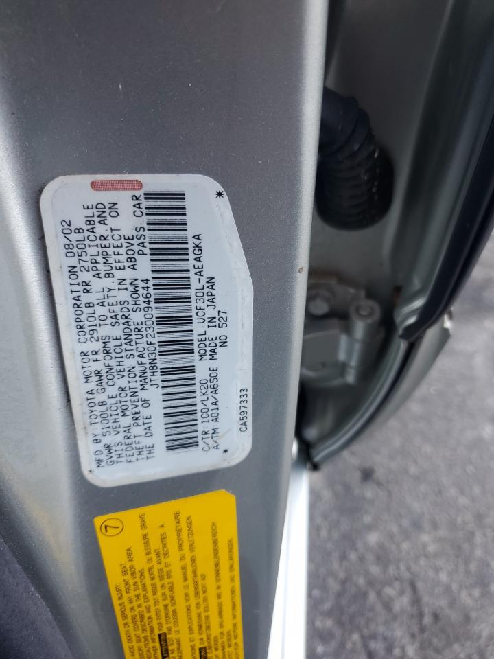 2003 Lexus Ls 430 VIN: JTHBN30F230094644 Lot: 82369655