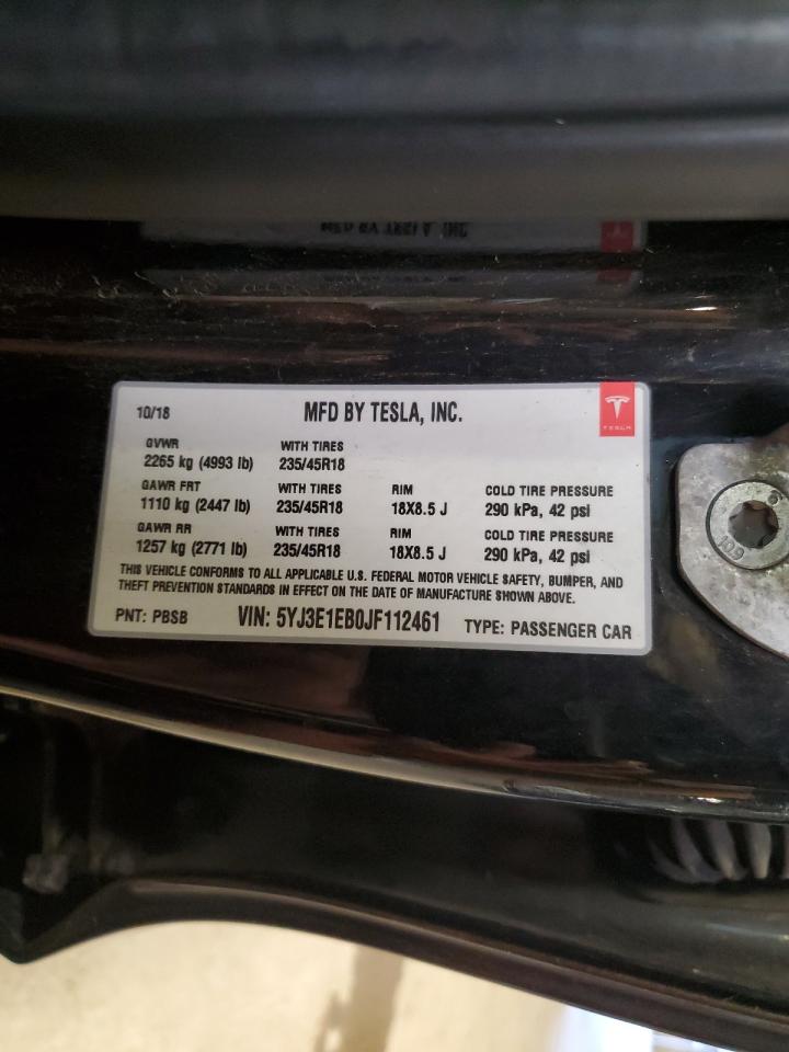 2018 Tesla Model 3 VIN: 5YJ3E1EB0JF112461 Lot: 84275055