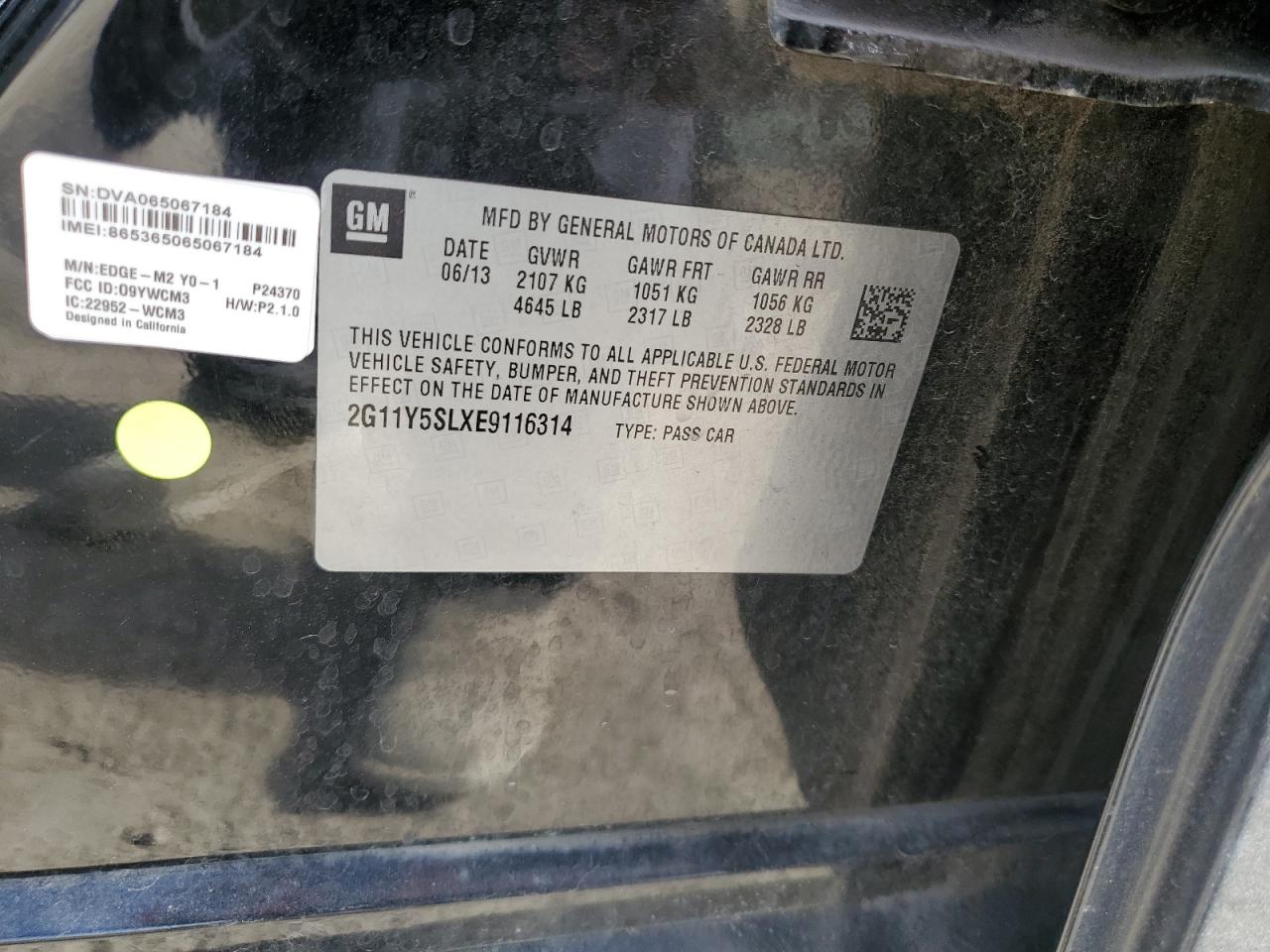 2014 Chevrolet Impala Ls VIN: 2G11Y5SLXE9116314 Lot: 84804745